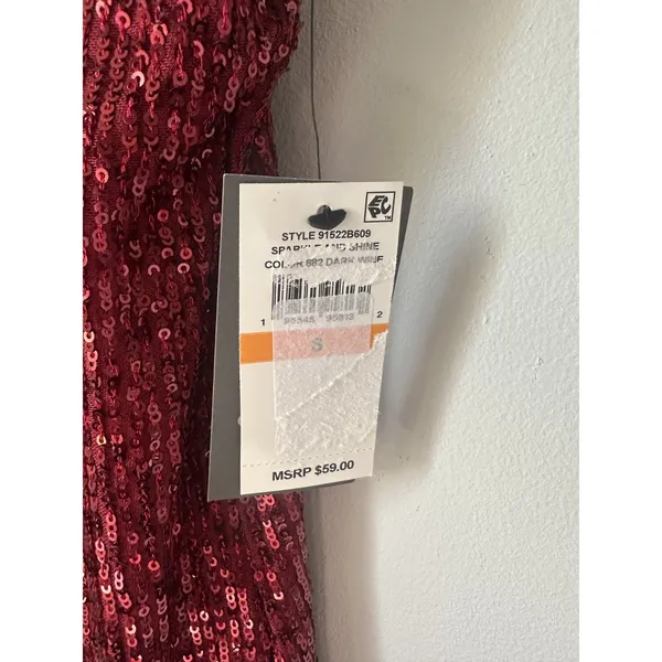 NWT Vince Camuto Small Womens Sequin Tank Top Red Lined V-Neck Party - Image 10