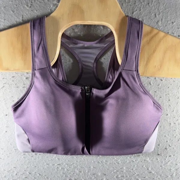 3149 | Nike Dri-FIT Shape High Support Padded Zip Front Sports Bra Purple Large - Image 3