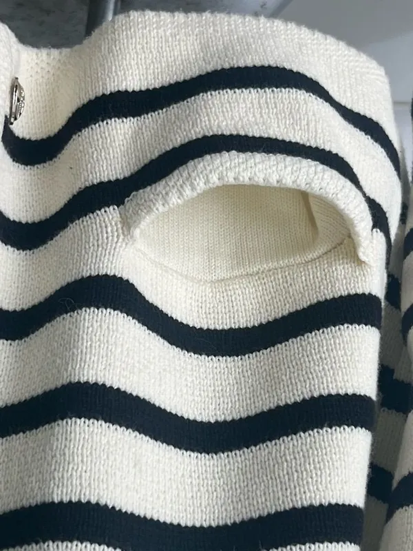 RIHOAS Cream and Black Striped Button-Front Cardigan - Image 4