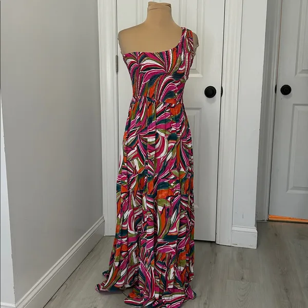 Anthropologie Abel The Label Kelissa One Shoulder Maxi Dress - Image 3