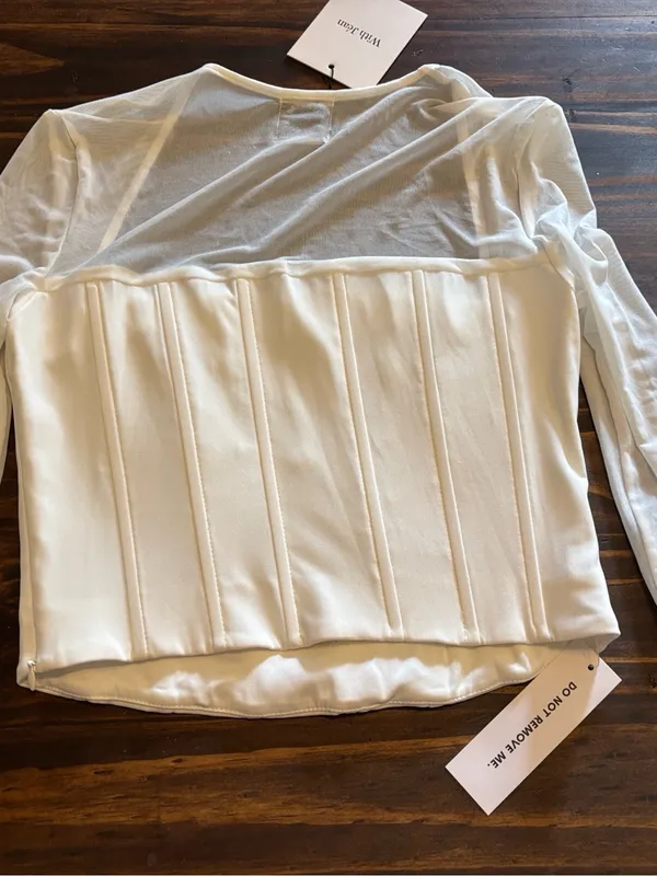 With Jean AL corset top distressed white new small - Image 4