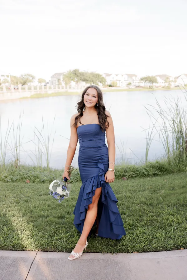 babyboo maxi navy ruffle dress - Image 5
