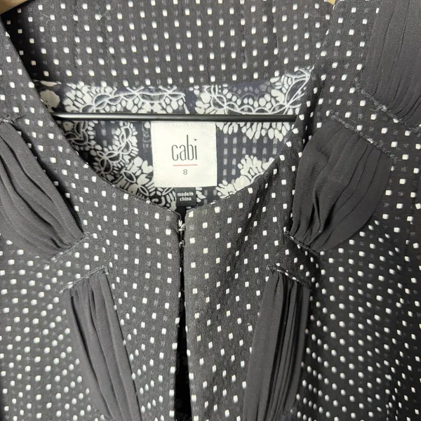 Cabi Polka Dot Jacket Black White Stretch 3/4 Sleeve Jacket Blazer Size 8 - Image 3