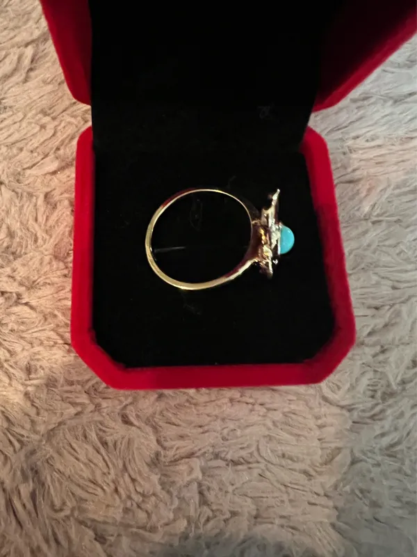 Women’s Golden Embellished Statement Ring Size 8 Gold - Image 2