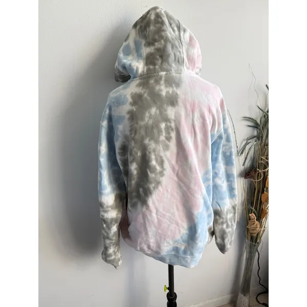 Nike Be True Tie Dye Hoodie Pink Blue Grey‎ Rainbow Swoosh Fleece Sweatshirt L - Image 3