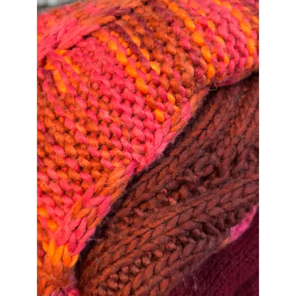 Desigual Womens Chunky Cable Knit Sweater Mock Neck Pink Orange Purple 67J2LB8 S - Image 5