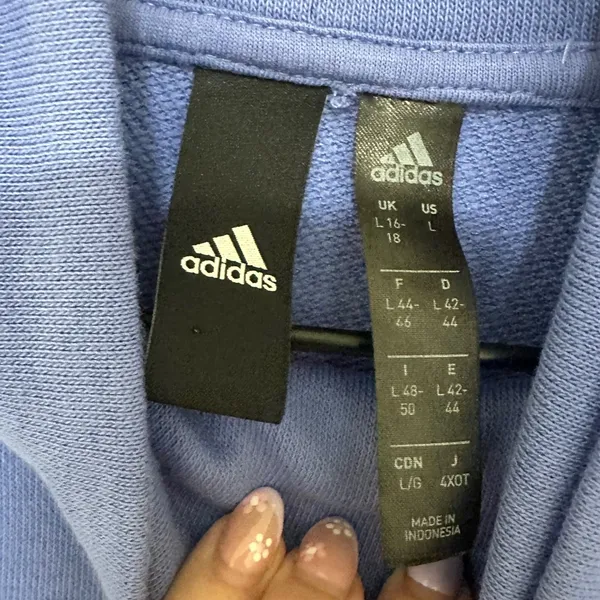 Adidas | Women's Blue Black Colorblock‎ Funnel Neck Pullover Sweatshirt, Size L - Image 7