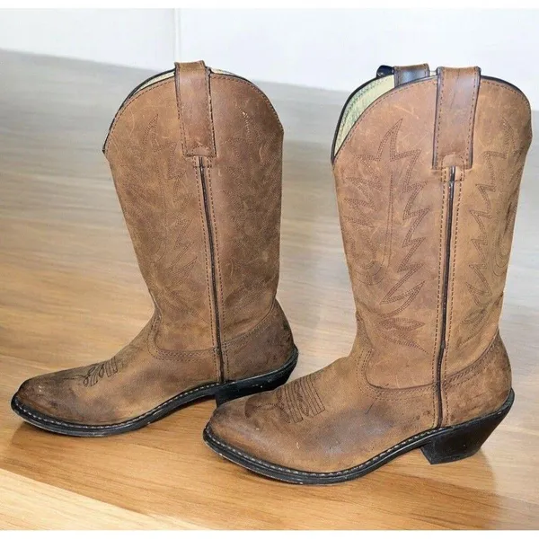 Durango Classic Womens Tan Full Grain Leather Western Boots 7 M RD4112 - Image 3
