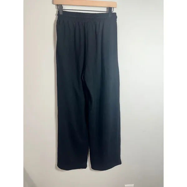 Trendy Queen‎ Womens Wide Leg Sweatpants Black High Waisted Pockets Size M - Image 4