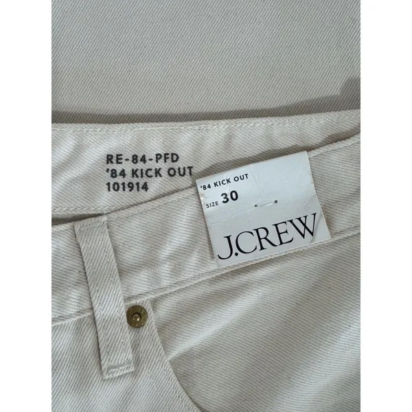 NWT J.CREW Womens Jeans Beige Denim Mid Rise Relaxed 84 Kickout Crop Size 30 - Image 4