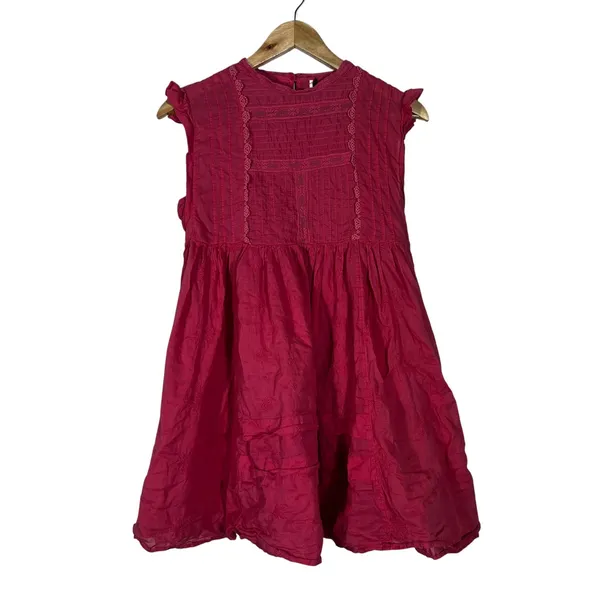 Free People Pintuck Lace Embroidered Babydoll Mini Dress Pink Boho Size XS - Image 2