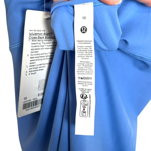 Lululemon Align Cross-Back Bodysuit 4" Pool Party - Image 8