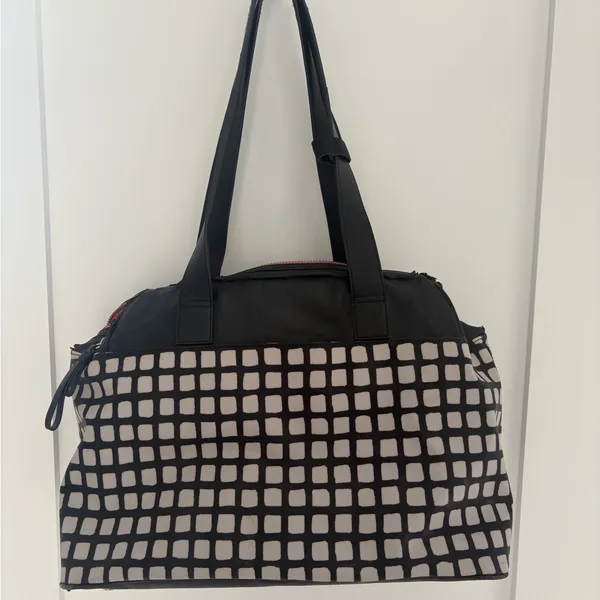 Lululemon Black & White Grid Duffel Gym Bag (Peeling) - Image 2
