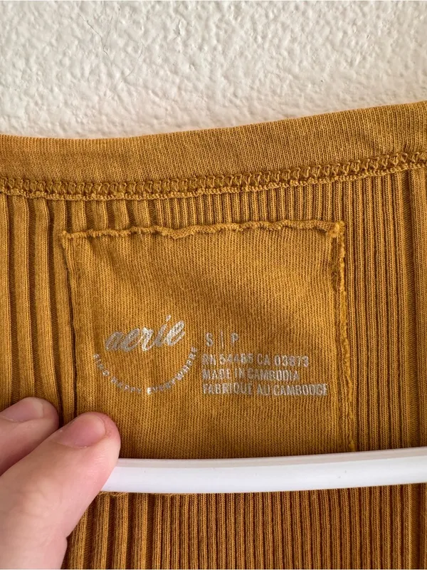 NWT aerie Ribbed Scoop Racerback Tank - Mustard Gold - Image 2