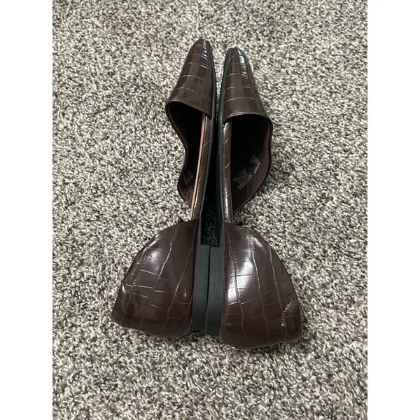 Old Navy Deep Brown Croc-Embossed Square-Toe d'Orsay Flats 8 - Image 6