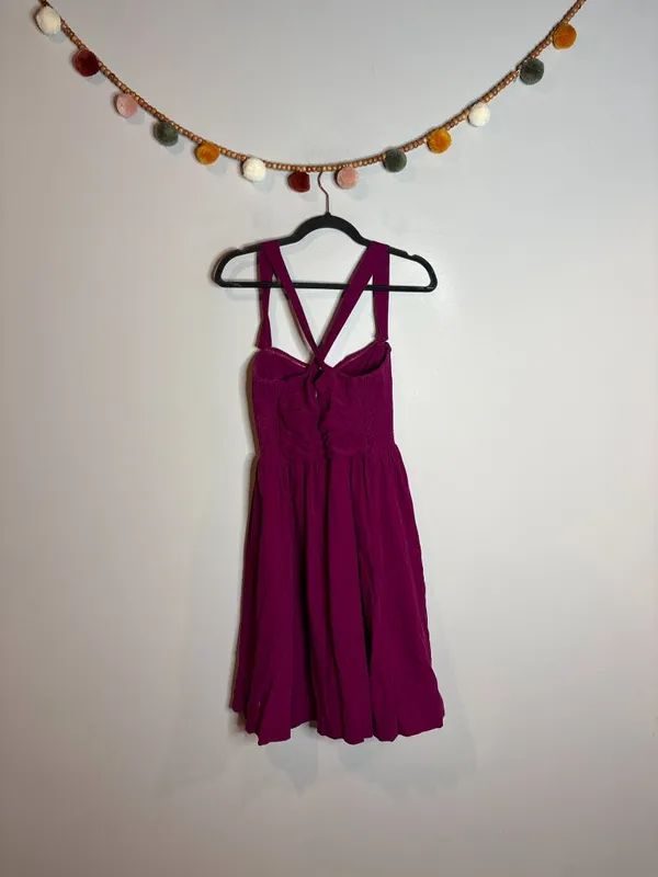 Anthropologie HD in Paris magenta corduroy Paca Halter Dress - Image 5