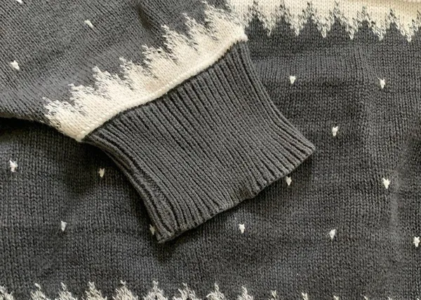 Liz Claiborne Vintage Oversized Cotton Sweater (Sz L) Gray Geo Diamond Grandpa - Image 5