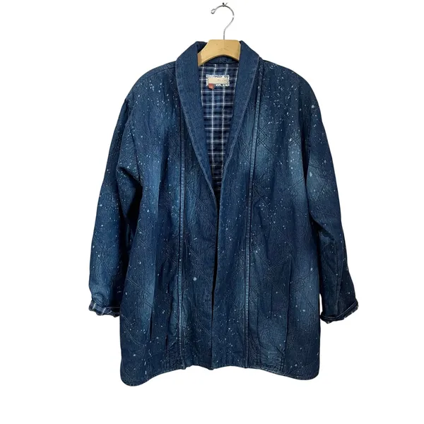 Anthropologie Pilcro Quilted Denim‎ Kimono Jacket Western Lounge Sz S - Image 2