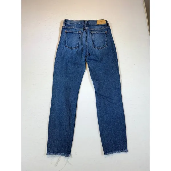 7 For All Mankind Roxanne Ankle Jeans Women Size 26 Blue Denim Frayed Hem - Image 3