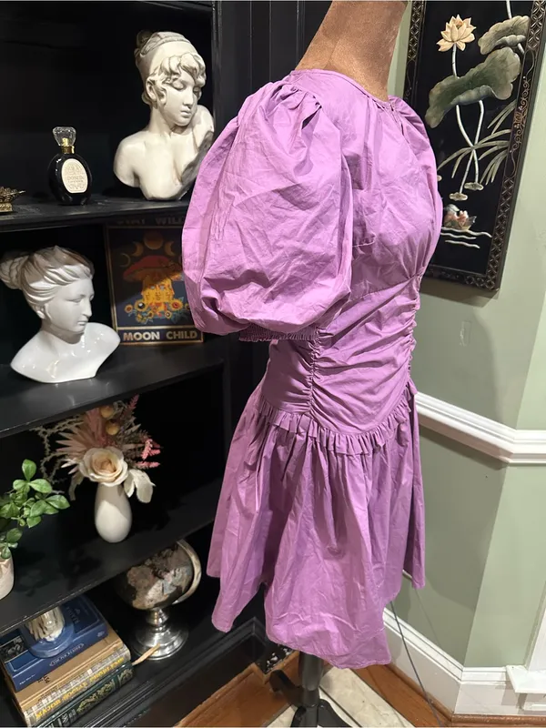Karlie Purple Poplin Cinch‑Waist Dress – Size Medium - Image 7