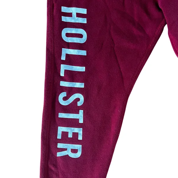 HOLLISTER Graphic Logo Deep Red Sweatpants Fleece Jogger | S - Image 3