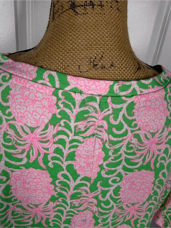 Lilly Pulitzer Size XL Pink Green Pineapple Print Cotton Shift Dress NWOT - Image 6