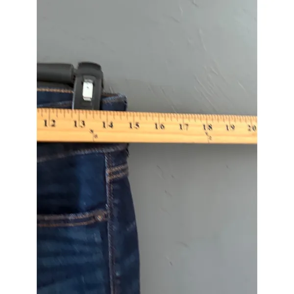 American Eagle Kick Boot Jeans Dark Indigo‎ Wash Double Button Womens 4 Long - Image 4