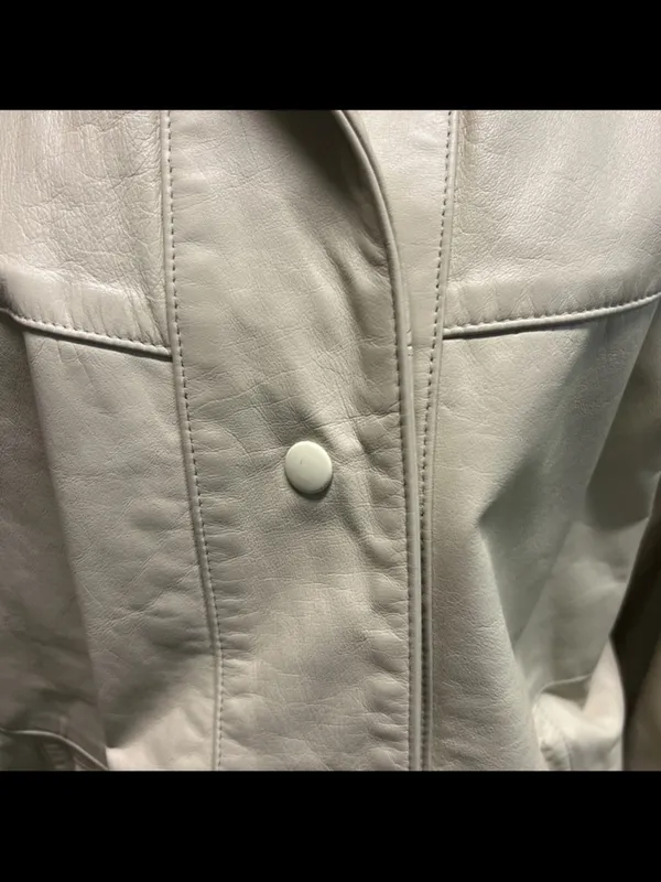 Vintage Giovinezza Moda By Rocco New York Leather Coat Off-White. Size M Glam - Image 2