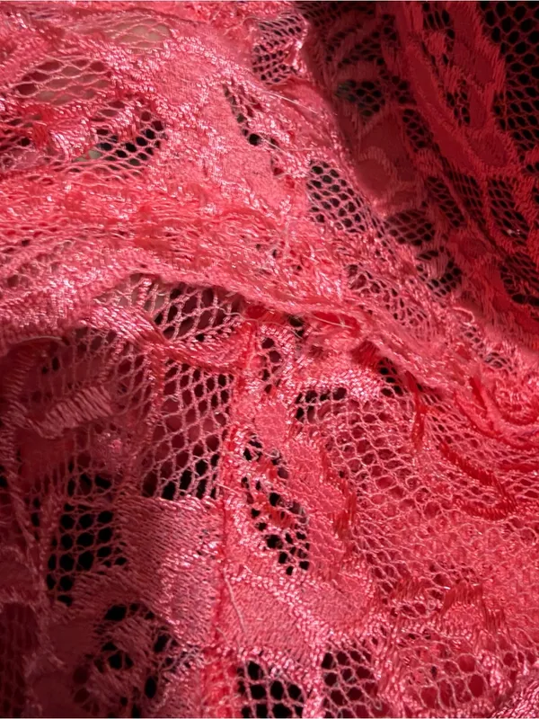 2000s vintage whimsical pink and black lace floral bodysuit - Image 7