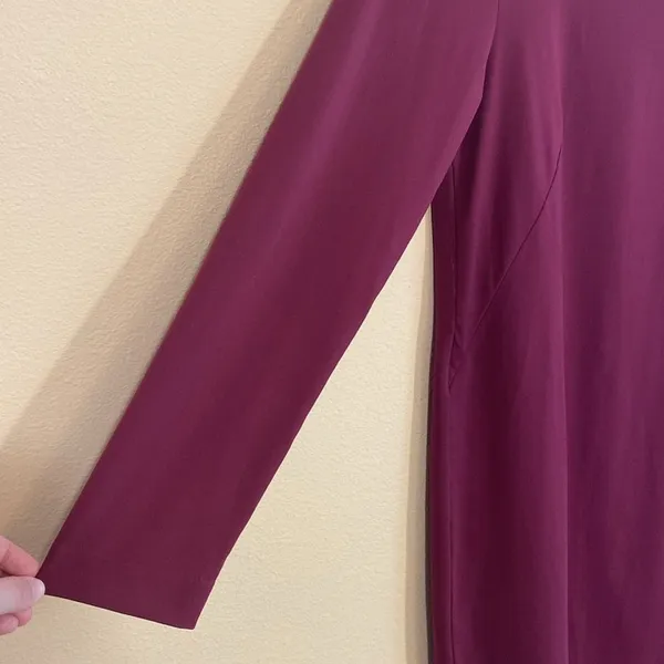 Cynthia Rowley Soft Stretch Burgundy Plum Long Sleeve Shift Dress Sz‎ 4 - Image 5