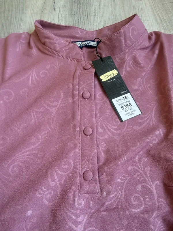 Ilmek Long Pink Dress, Size 42, NWT — Elegant, Long-Sleeve, with Belt - Image 5