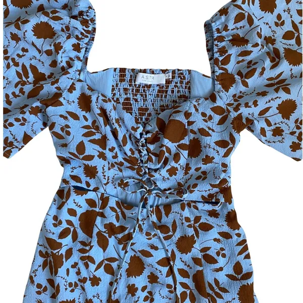 ASTR the Label‎ Blue Brown Floral Lace Up Cutout Midi Dress ALD44563 Small - Image 7