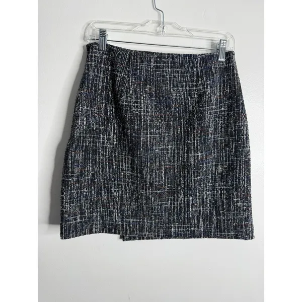 Loft Faux Wrap Tweed Mini Skirt Size 0 Office Career Workwear‎ Minimalist - Image 3