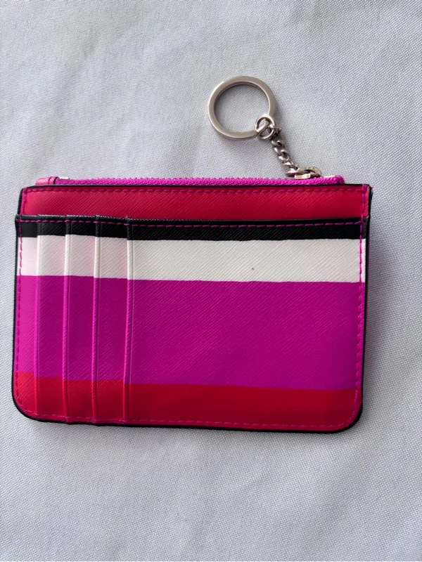 Kate Spade New York Multicolor Stripe Saffiano Leather Card Holder Wallet Pouch - Image 2