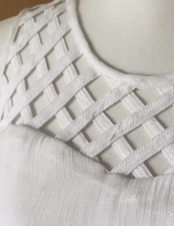 Lily Rose White Lattice Belted Skater Sundress - Image 6