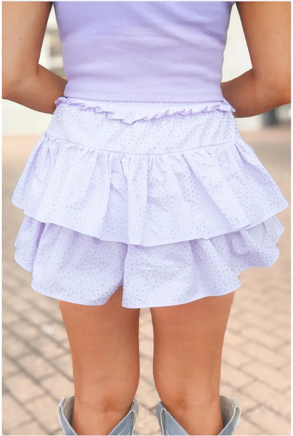 Ruffle Rhinestone Skort Purple Size XS - Image 2