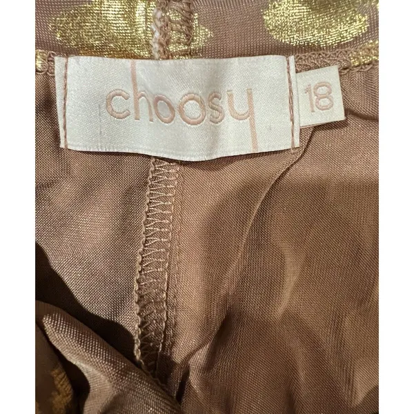 Choosy Brown & Gold Sexy Metallic Strapless Top Size 18 - Image 4