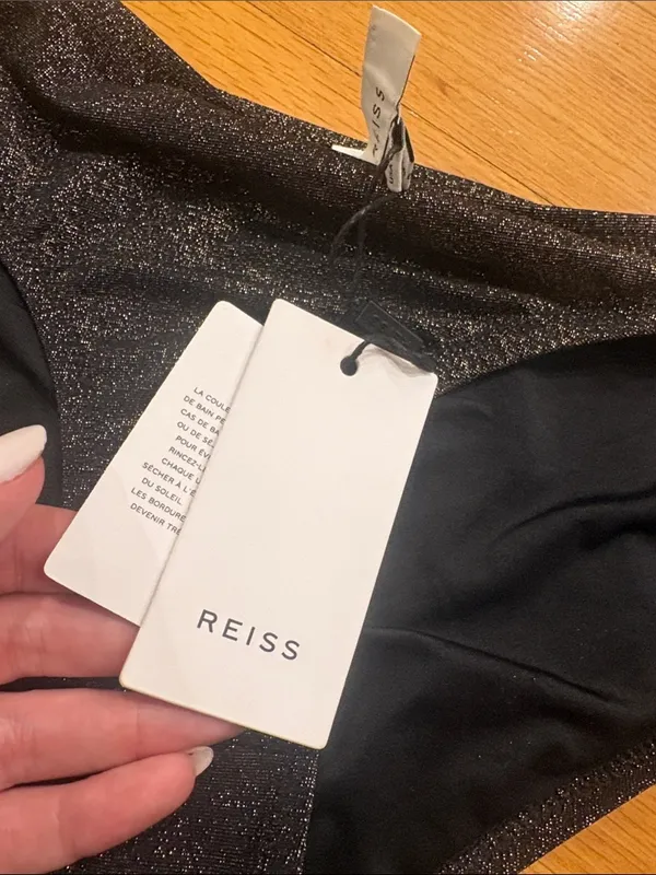 Reiss Shimmery Black Bikini Bottoms with Metallic Thread - Image 2