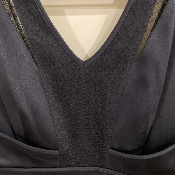 REISS Snares satin maxi dress size 0-Navy lace detail Minimalist Formal Classic - Image 4