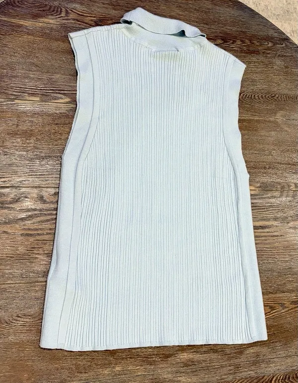 VARLEY Anastasia Rib Knit Mock Neck Tank - Winter Sky (Light Blue) - Large - NWT - Image 16