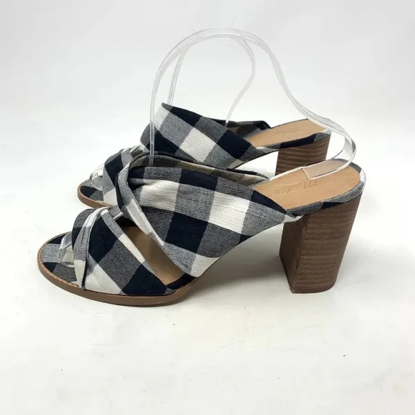 Madewell Alexandria Buffalo Plaid Mule Sandals in Black & White Size US‎ 9 - Image 10