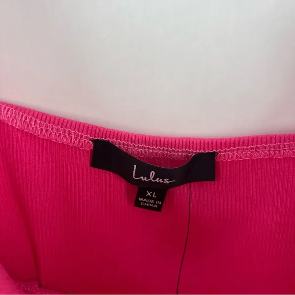 Lulu's Vibrant Pink Stretch Ribbed Sleeveless Wired Bra‎ Thong Bodysuit NWT XL - Image 5