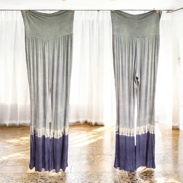 Anthropologie Nu Label blue white tie dye palazzo long Pants Size M Coachella Boho - Image 2