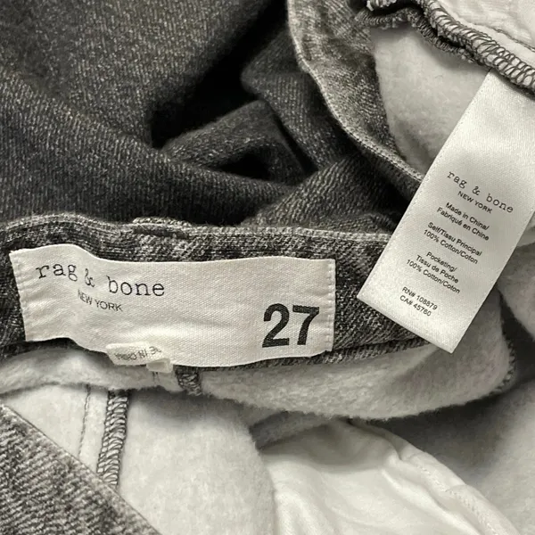 rag & bone Women's Gray Faded Relaxed Cropped Baggy Wide Leg Denim Jean Pants 27 - Image 4