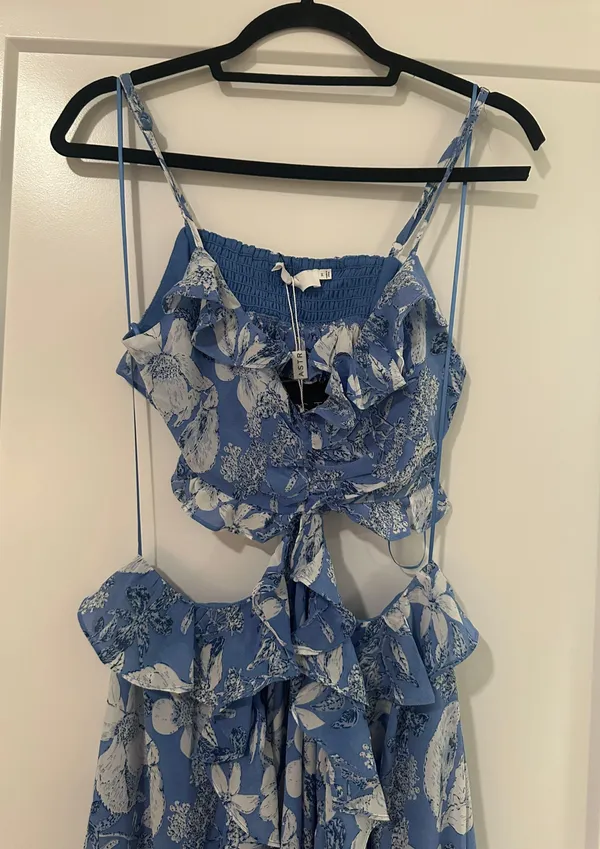 Blue Ruffle Maxi Dress - Image 11