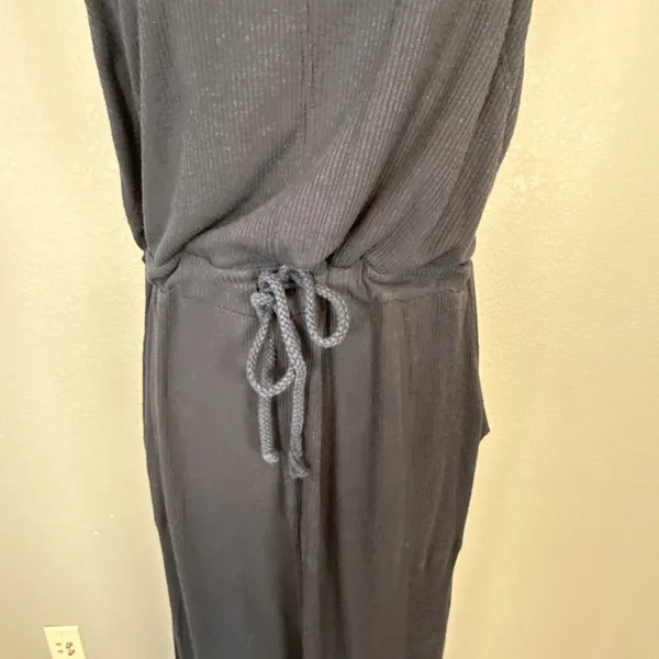 Free People Beach Salopette Shelby Wide Leg Jumpsuit Overall Size M Black Pocket - Image 3