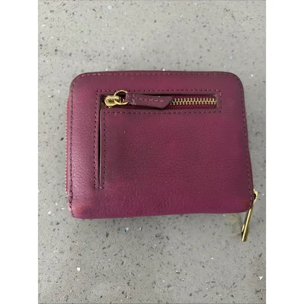 Fossil Women’s Pink Purple Leather Bifold Wallet Zip Coin Pocket READ - Image 2