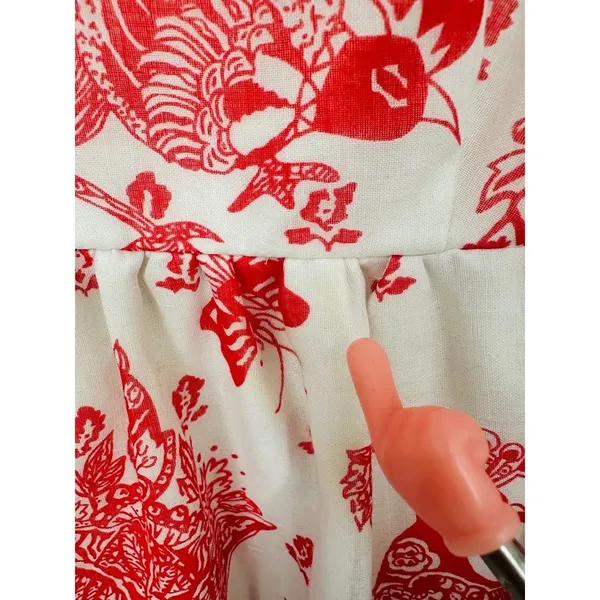 Vintage Lady Lewis Maxi Dress XL Peacock Toile‎ Cottagecore Peacock Romantic - Image 5