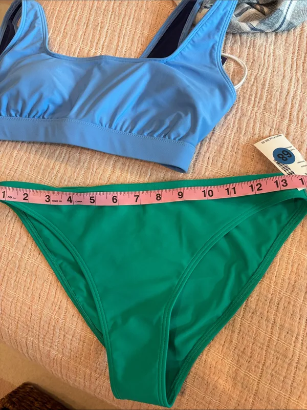Fair Harbor Blue Crop Bikini Top & Teal Bikini Bottom Set size‎ Small - Image 12