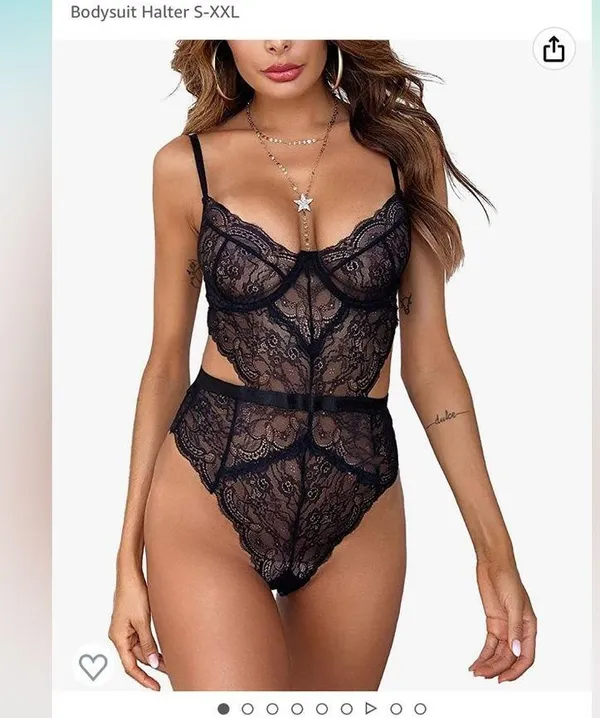 Amazon Black lace lingerie bodysuit - Image 3